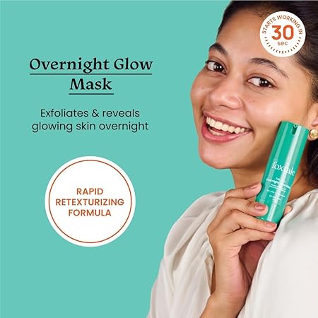 Foxtale Overnight Glow Mask | Reduces Blackheads, Whiteheads | 30 Second Salon like Brightening Facial for Glowing Skin | Men & Women - 30ml image 5